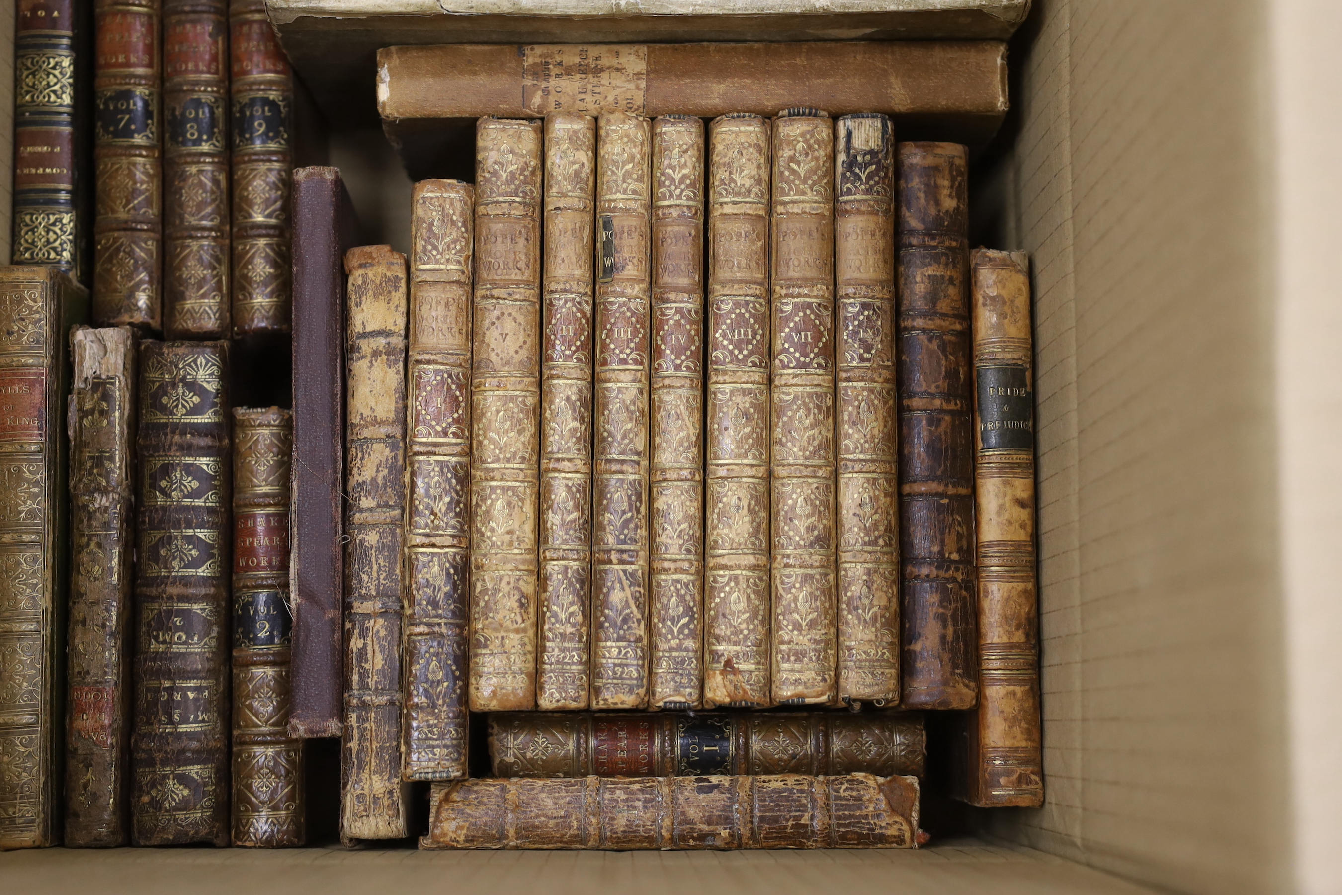 A group of assorted leather bindings